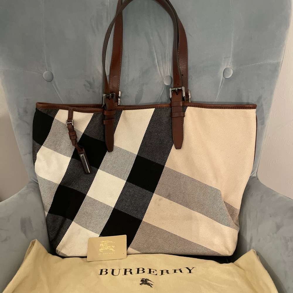 Burberry Brown Mega Check Canvas Victoria Tote Bag